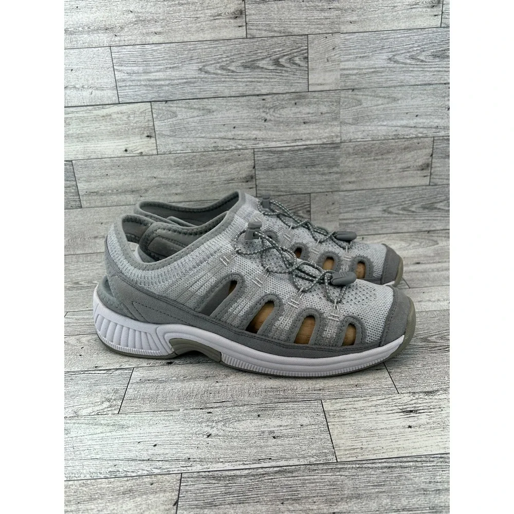 Orthofeet Women's Gray Mesh Comfort‎ Adjustable Strap Slingback Sandal 9.5
